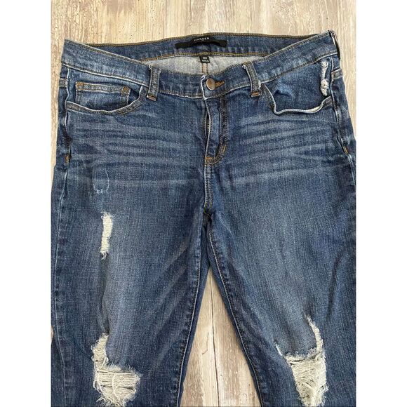 Harper Curvy Fit Mid Rise Jeans Ankle Crop Raw Hem Distressed Women’s Sz 30 - Picture 2 of 7